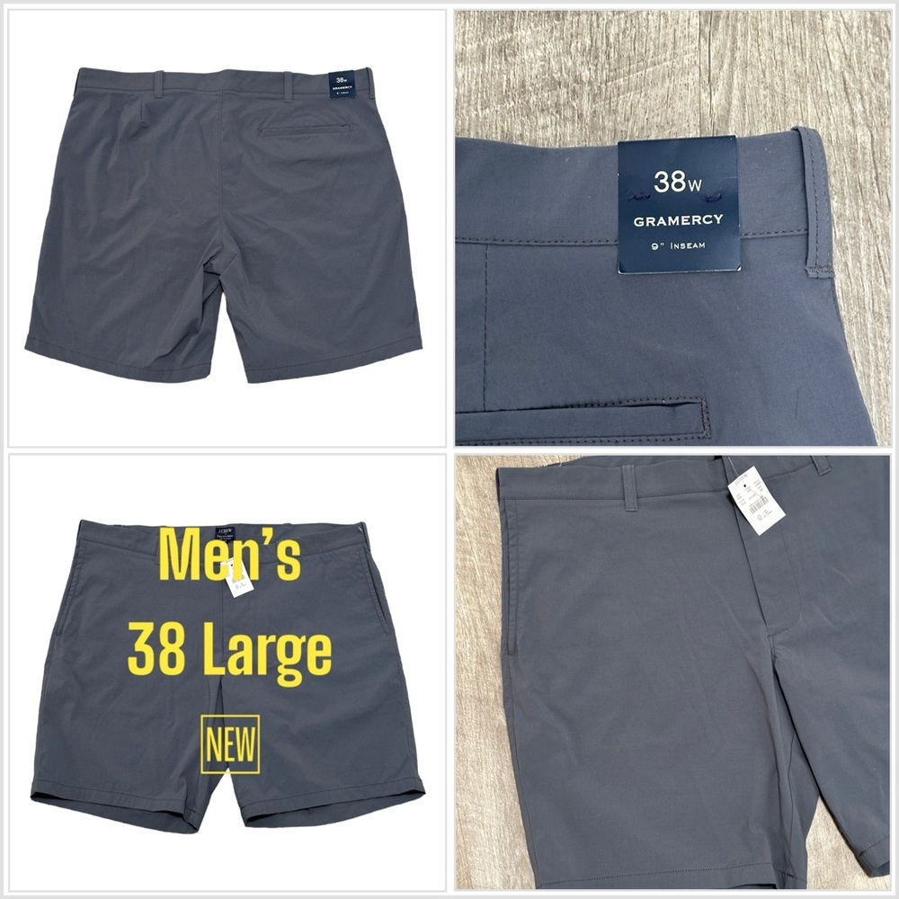Men's J. Crew Golf  38 Large Chino Khakis Shorts Gray Flex Gramercy Stretch NWT